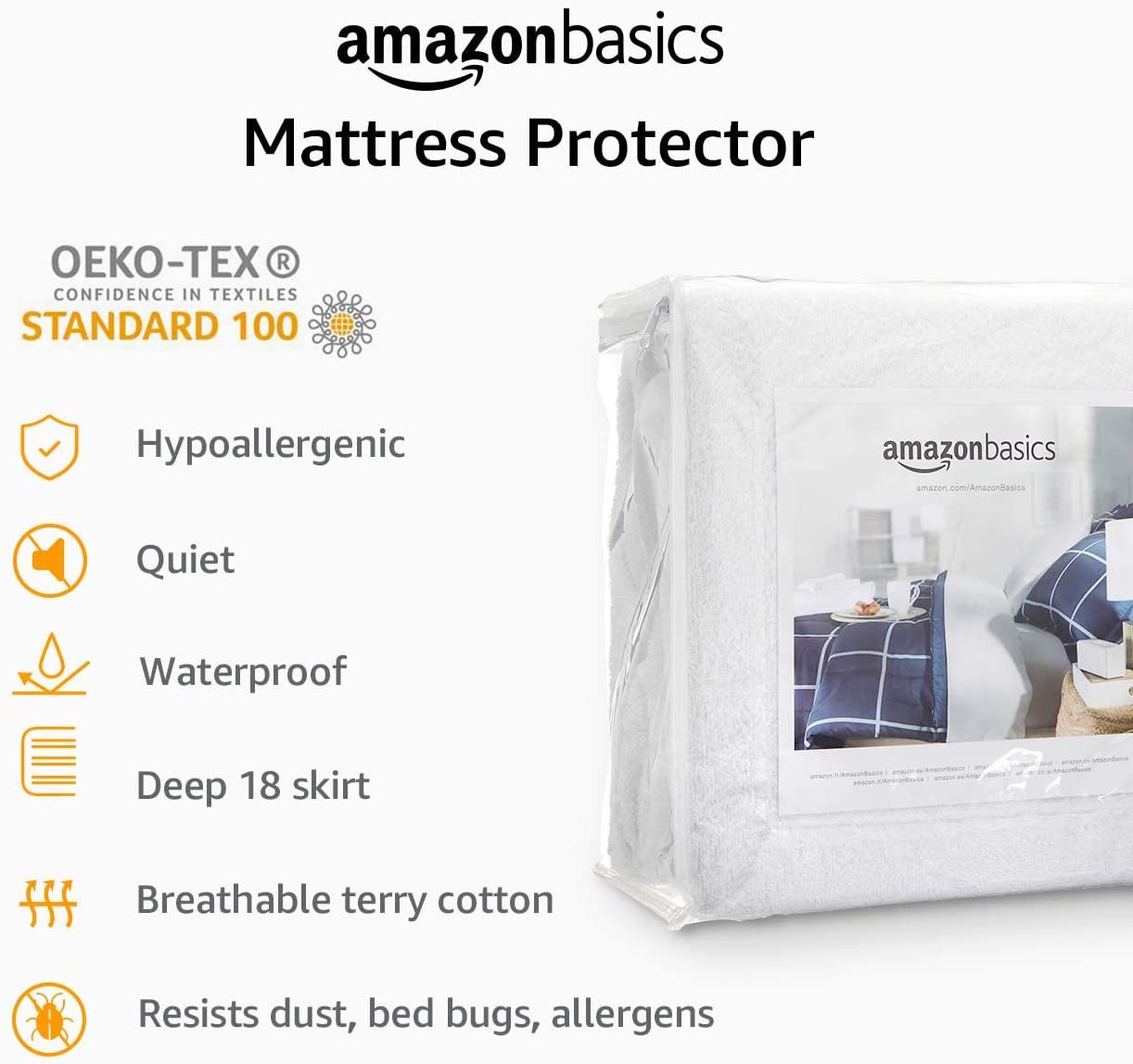 18" Twin Mattress Protector – Waterproof White