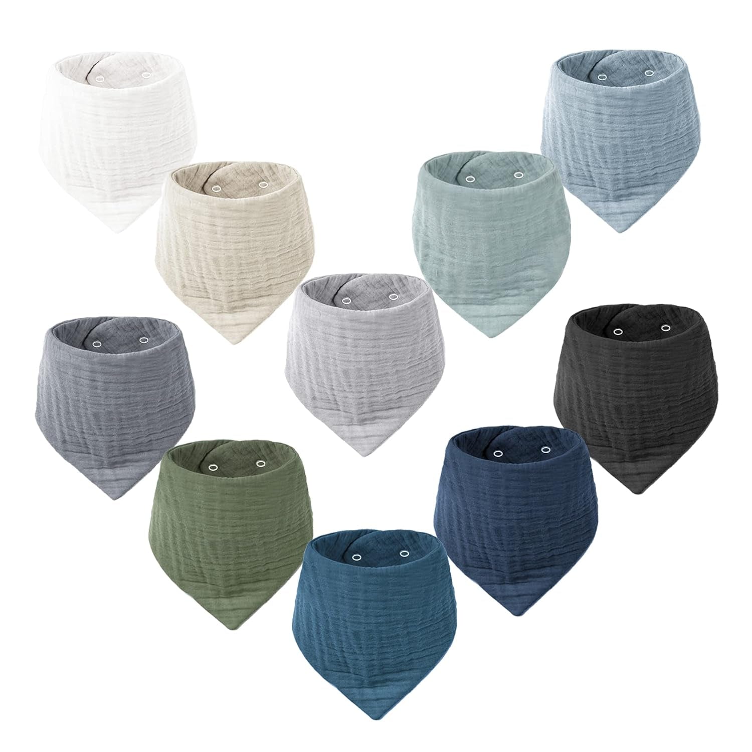 Muslin Baby Bibs 10 Pack Baby Bandana Drool Bibs 100% Cotton for Unisex Boys and Girls, Soft Absorbent Set for Teething and Drooling
