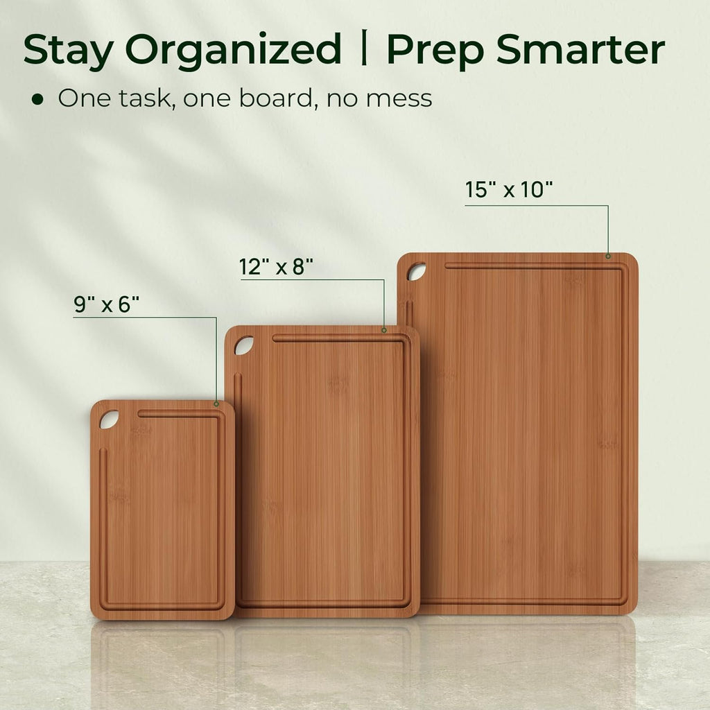 Bamboo Cutting Board with Juice Groove & Handles