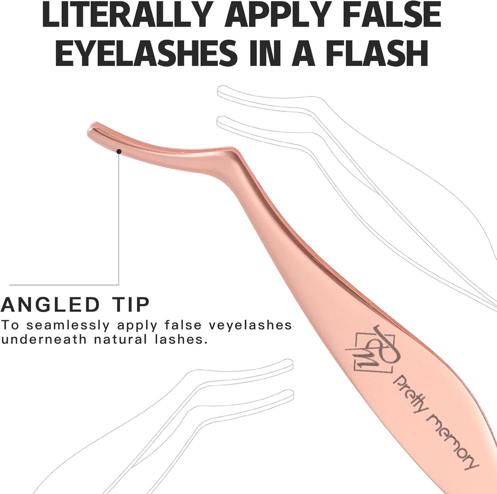 Rose Gold Curved Eyelash Tweezers – Applicator