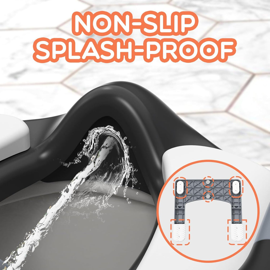 Potty Training Seat ， Potty Training Toilet with Step Stool Ladder, for Kids Boys Girls Toddlers - Comfortable Safe Potty Seat with Anti-Slip Pads Ladder (8898 Black)