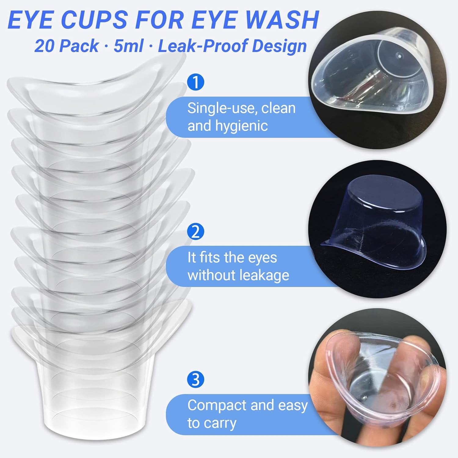 20-Pack 5ml Disposable Eye Wash Cups