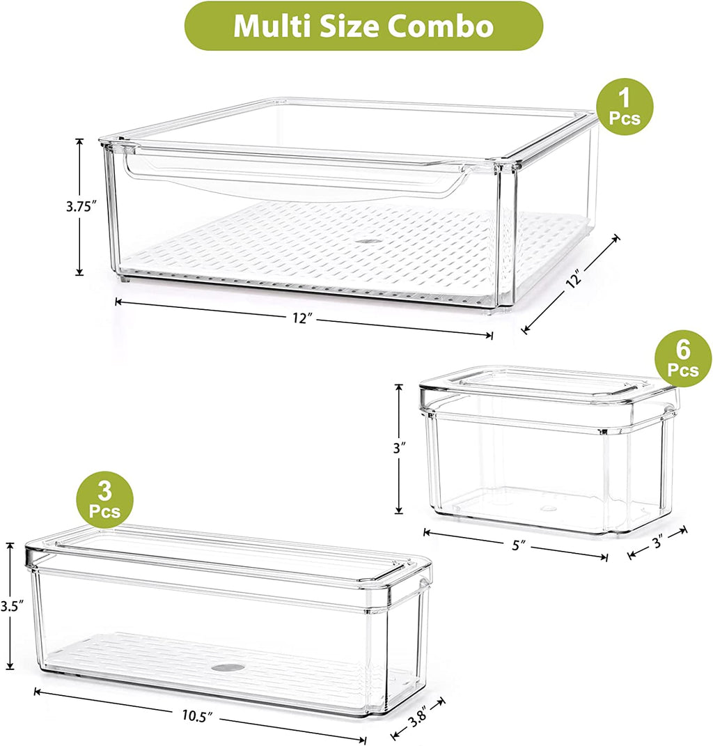 10-Pack Clear Fridge & Pantry Organizer Bins