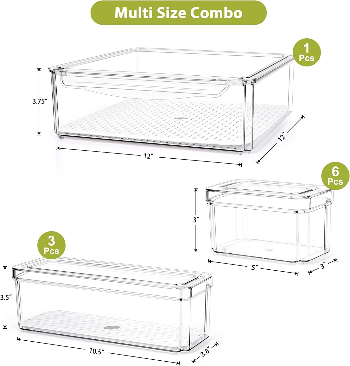 10-Pack Clear Fridge & Pantry Organizer Bins