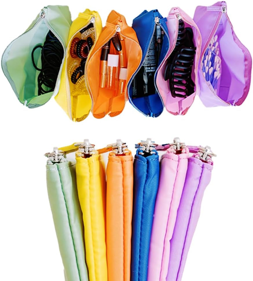 Accordion Clutch 6 in 1 Compartment Travel Zipper Compact Cosmetic Accessory Pouch Bag in Sunset Color
