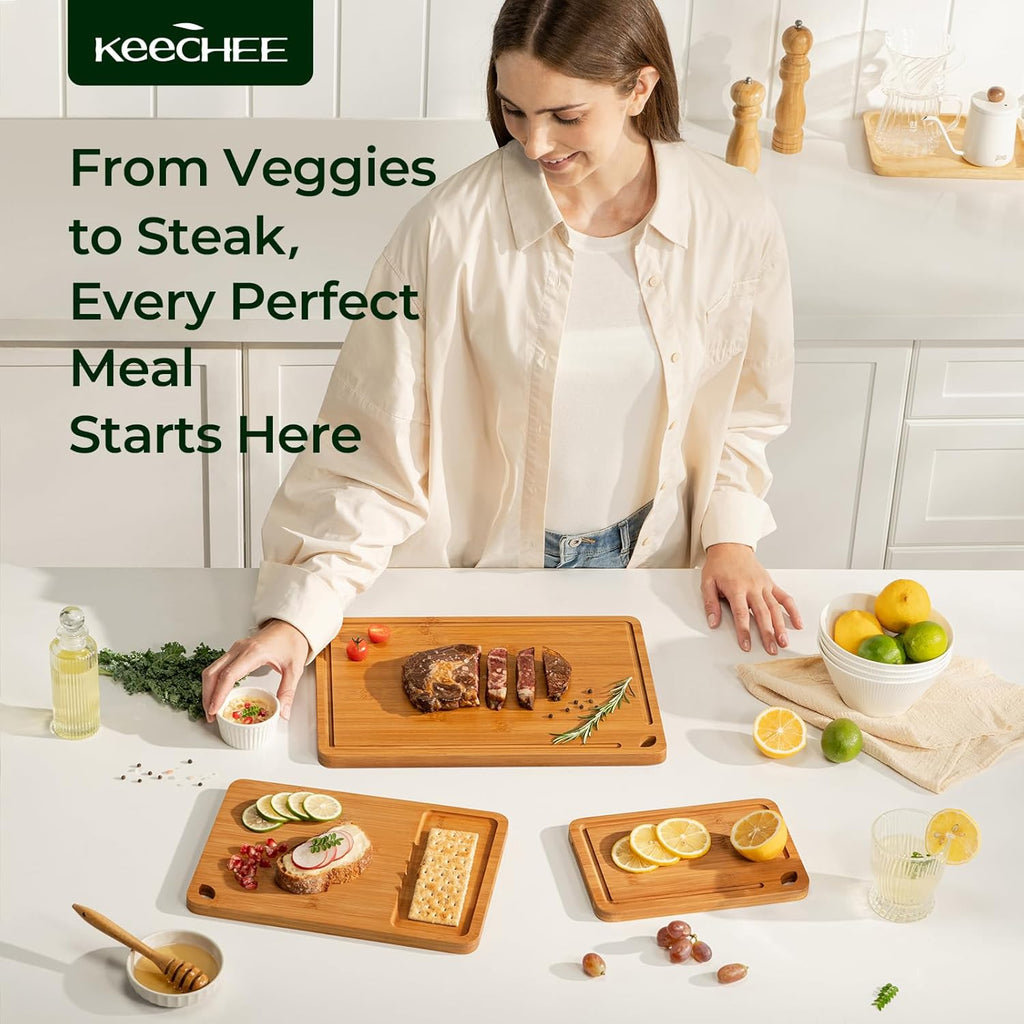 Bamboo Cutting Board with Juice Groove & Handles