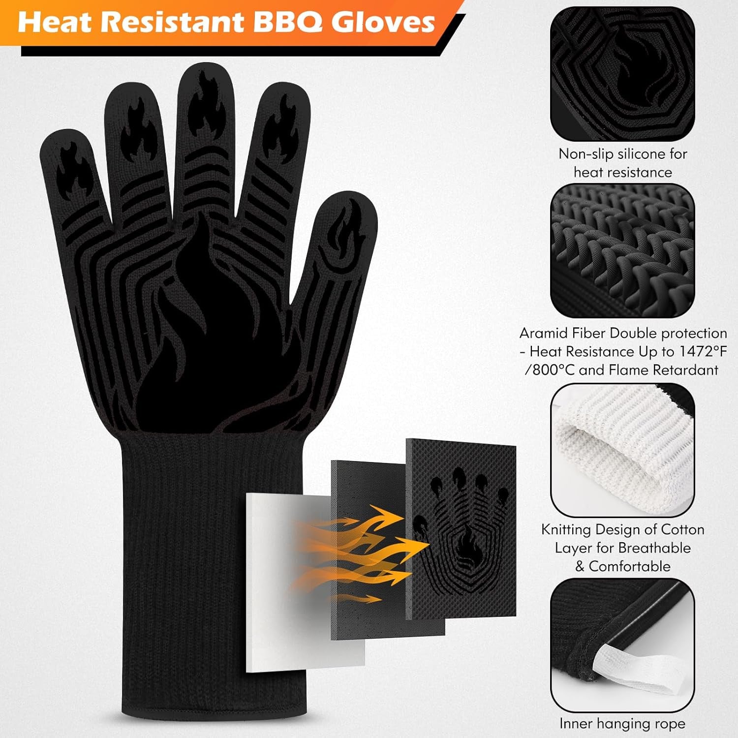 Heat-Resistant BBQ & Oven Gloves – 1472°F