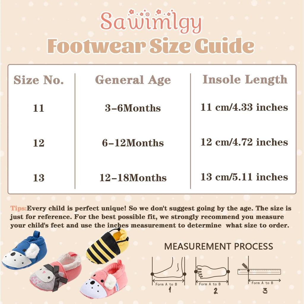 Newborn Infant Baby Boys Girls Cute Cartoon Slipper Soft Non Skid Sole Slip on House Animal Indoor Sock Shoes Crib Moccasins for New Walkers