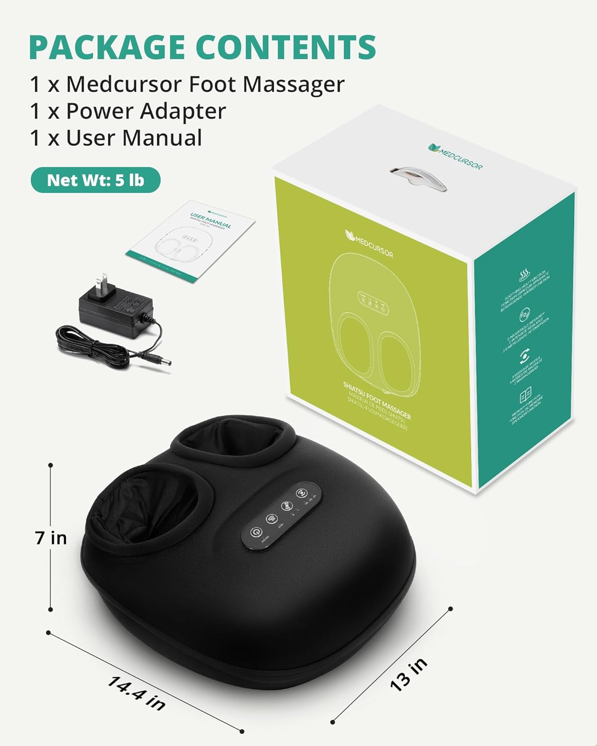 Shiatsu Foot Massager with Heat & Deep Kneading
