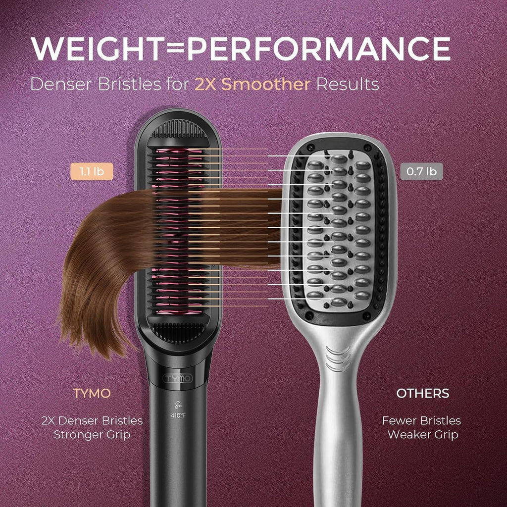 2-in-1 Ceramic Hair Straightener Brush – Black