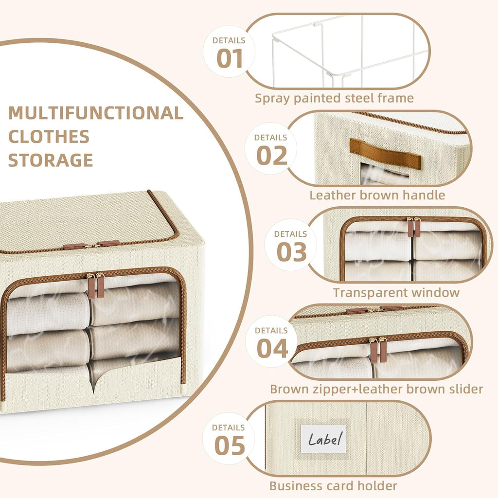 6 Pack Foldable Clothes Storage Bins Beige
