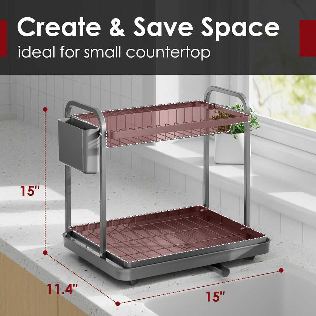 2-Tier Stainless Steel Dish Drying Rack