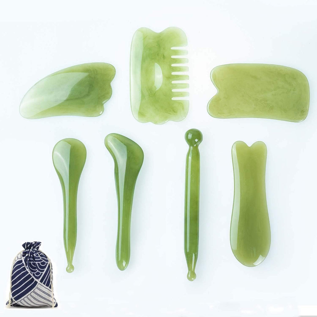 7-Piece Gua Sha Massage Tool Set – Green