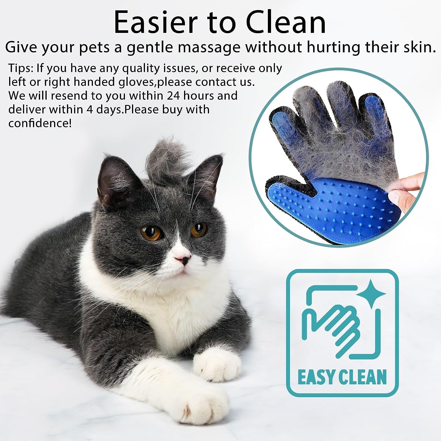 Cat Grooming Glove Brush – Reusable Pet Hair Tool