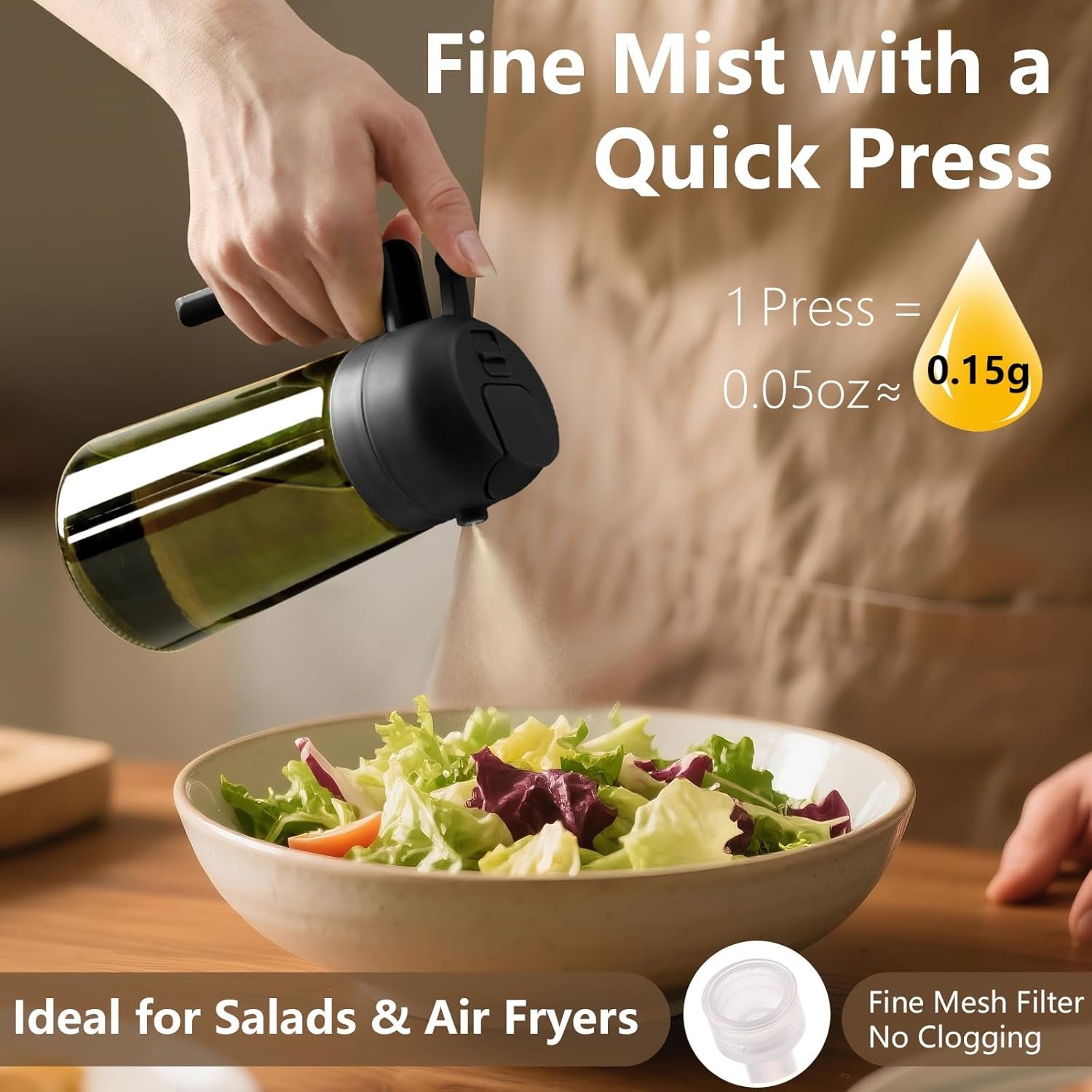 16oz Glass Olive Oil Dispenser & Sprayer