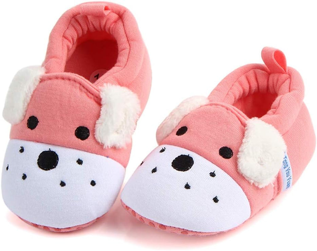 Newborn Infant Baby Boys Girls Cute Cartoon Slipper Soft Non Skid Sole Slip on House Animal Indoor Sock Shoes Crib Moccasins for New Walkers
