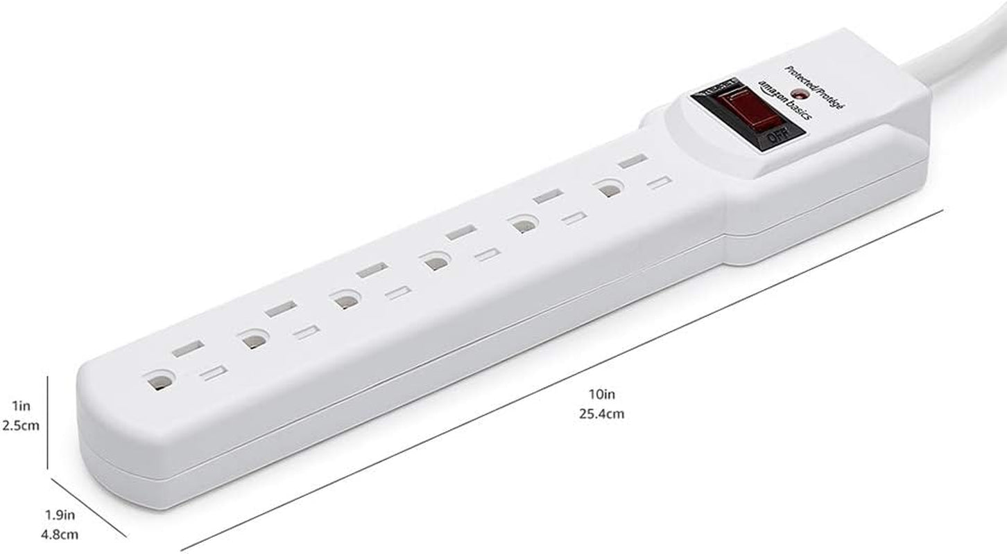 6-Outlet Surge Protector – 2-Pack White, 2Ft Cord