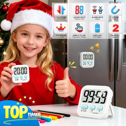 2-Pack Digital Kitchen Timer – Magnetic