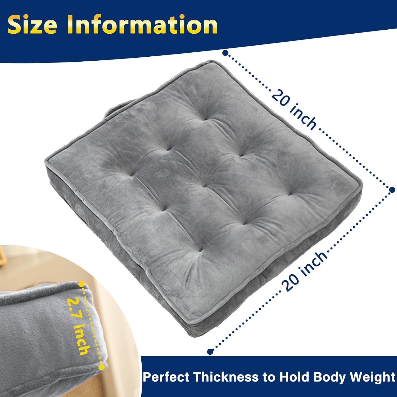 Floor Pillow Set of 2 – Memory Foam Cushions