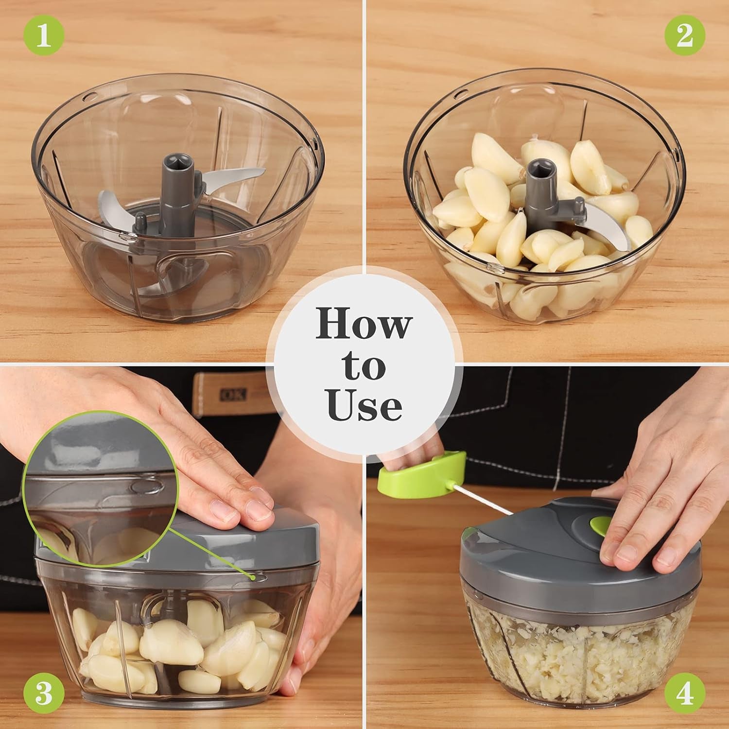 Manual 500ml Food Chopper – Gray