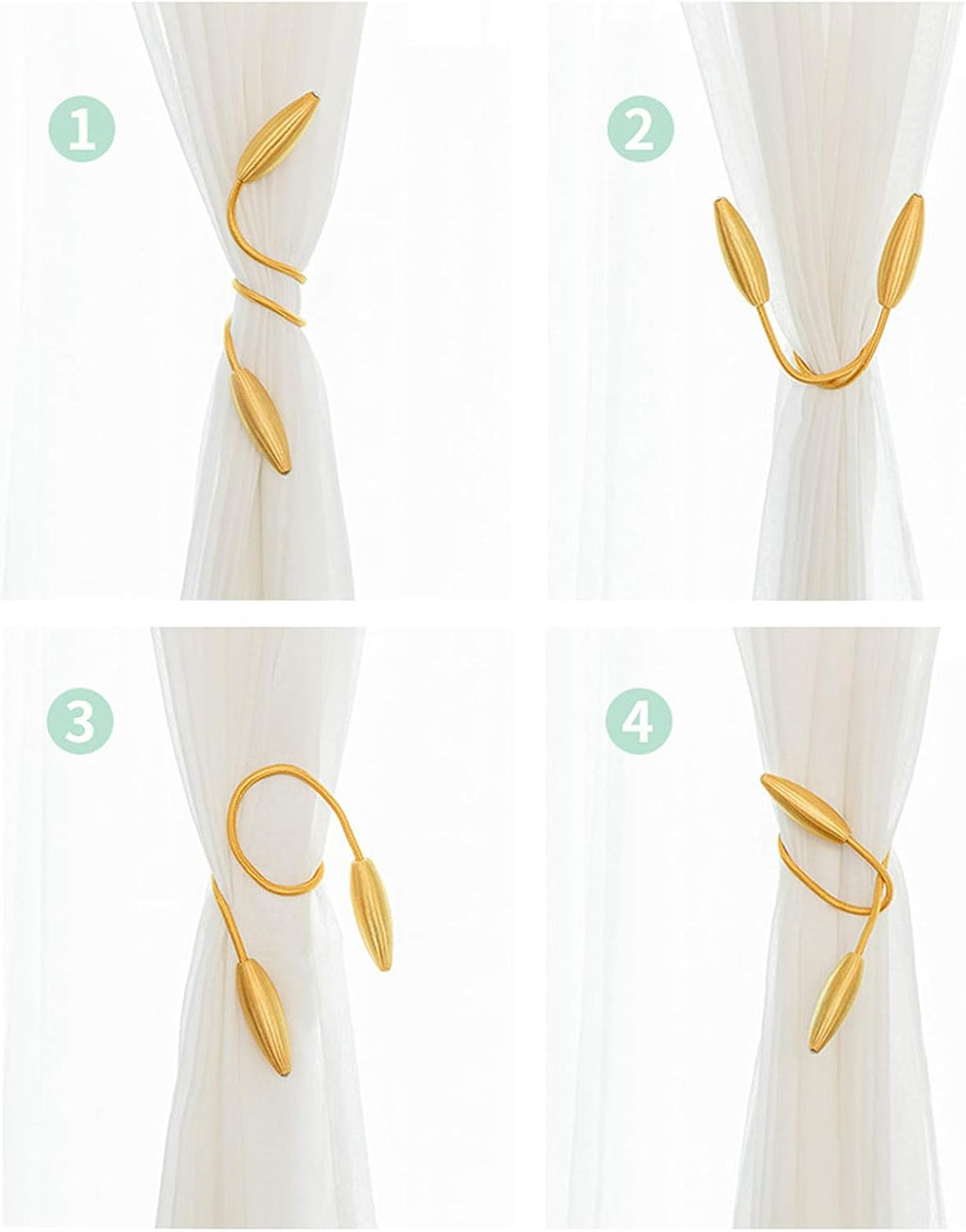 2-Pack Curtain Holdbacks Decorative Gold
