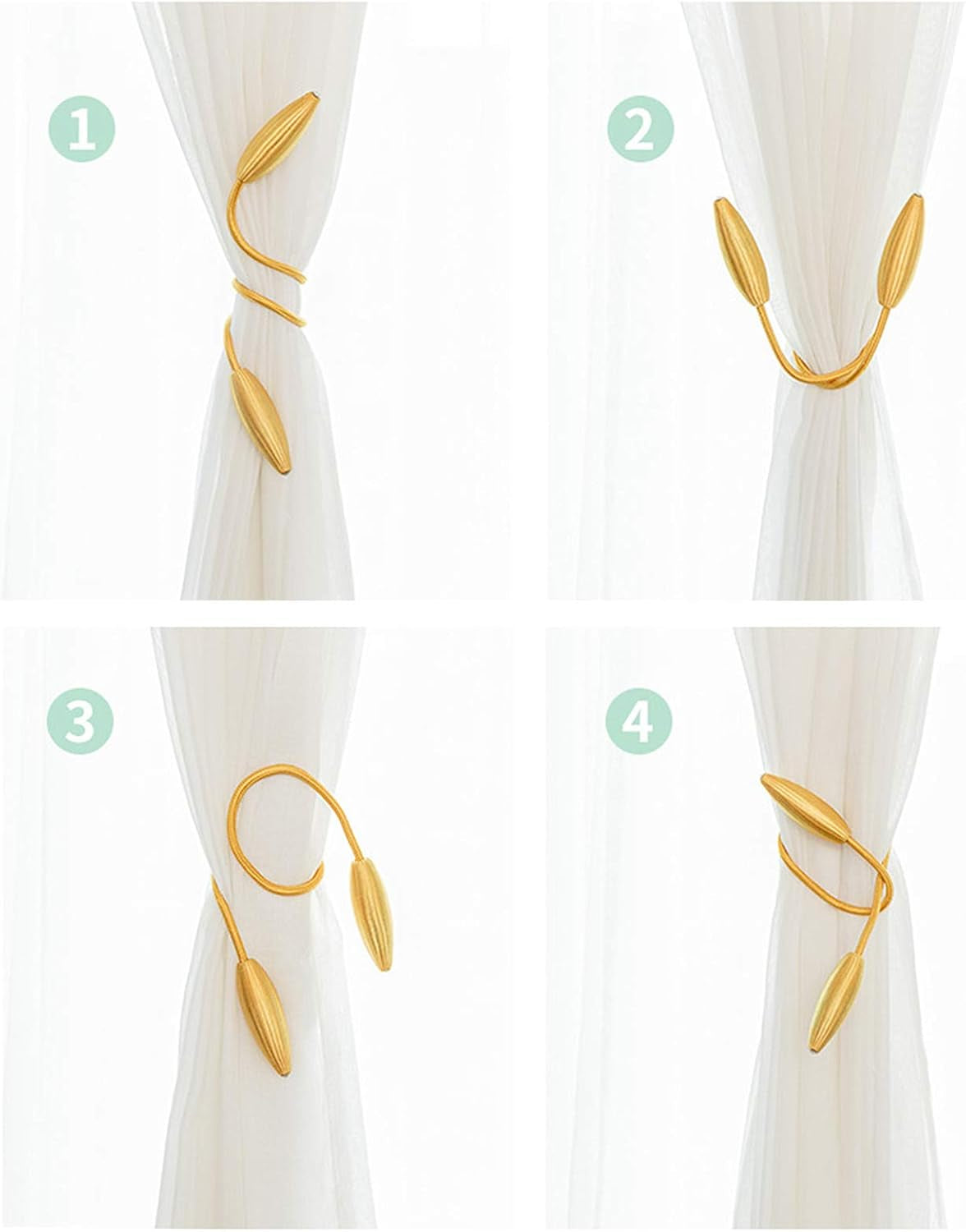 2-Pack Curtain Holdbacks Decorative Gold
