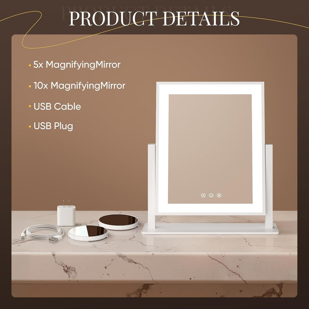 14" LED Vanity Mirror – 10X/5X Magnification