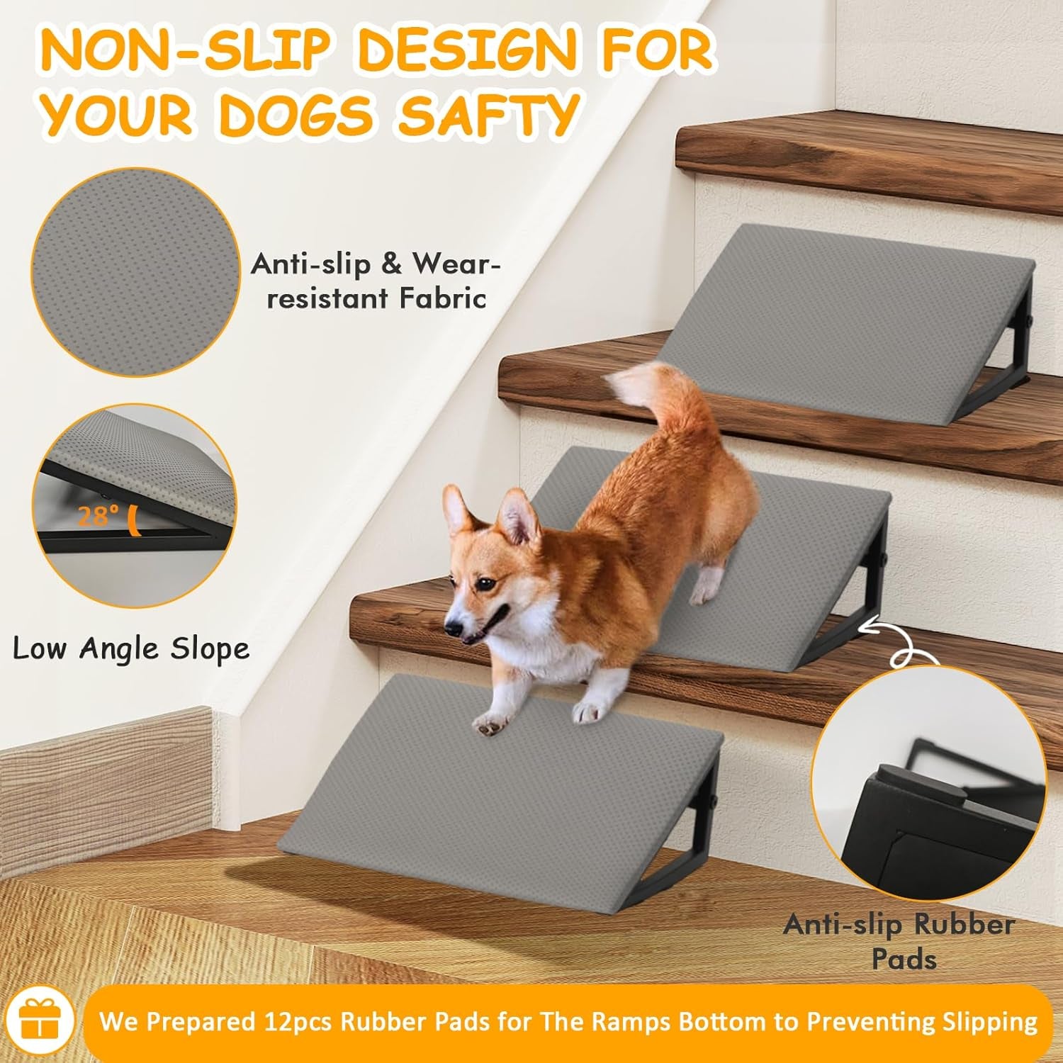 3-Pack Non-Slip Dog Ramp Stairs for Pets