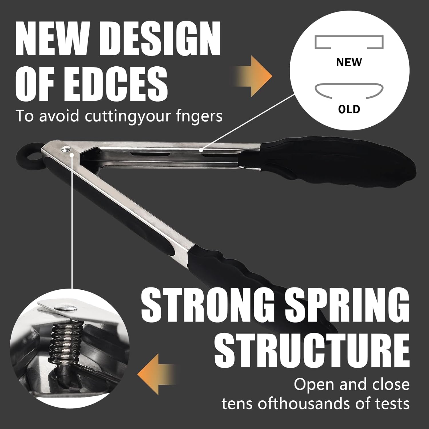 3-Piece Stainless Steel Silicone Kitchen Tongs