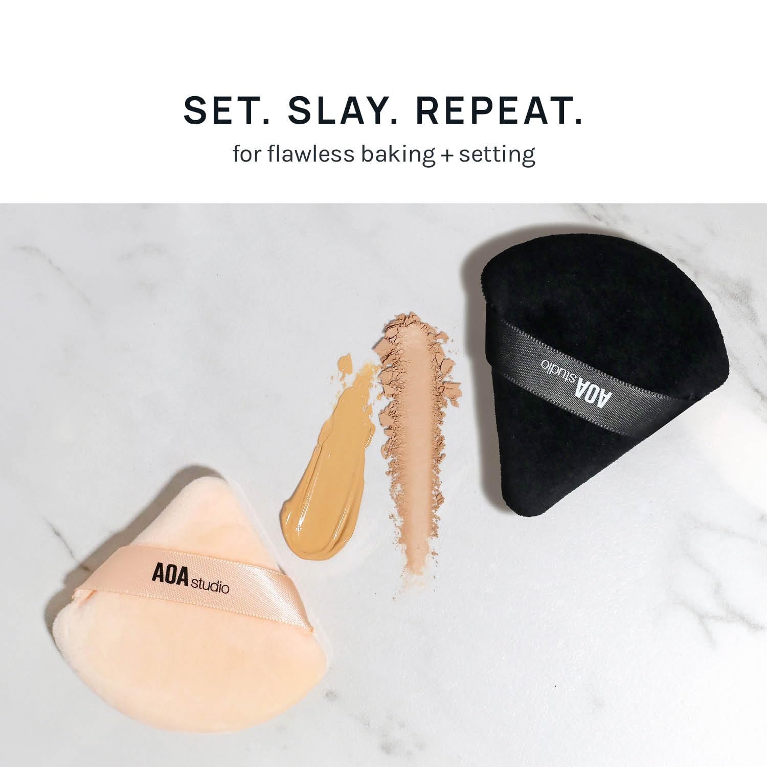 6PCS Velvet Makeup Puff Set – Black/Peach