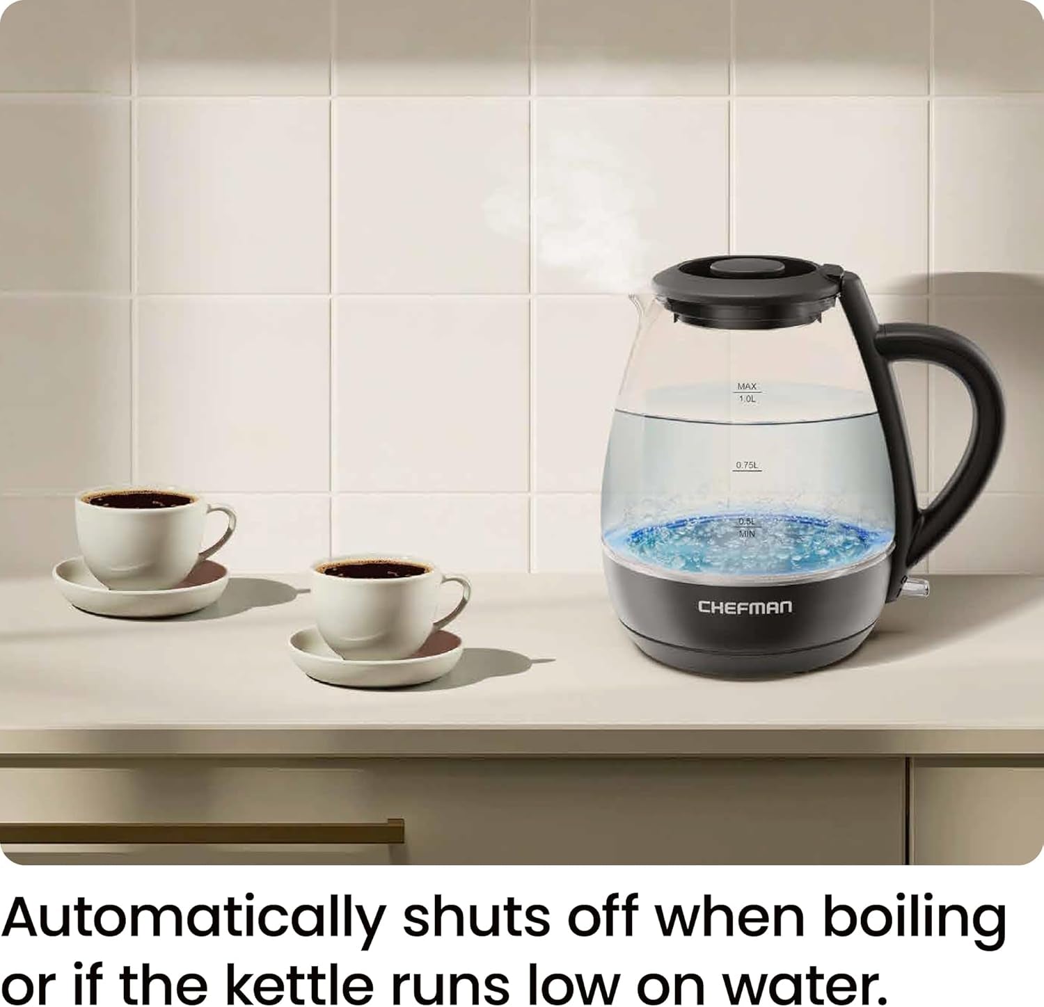 1L Electric Tea Kettle with Infuser – 1500W