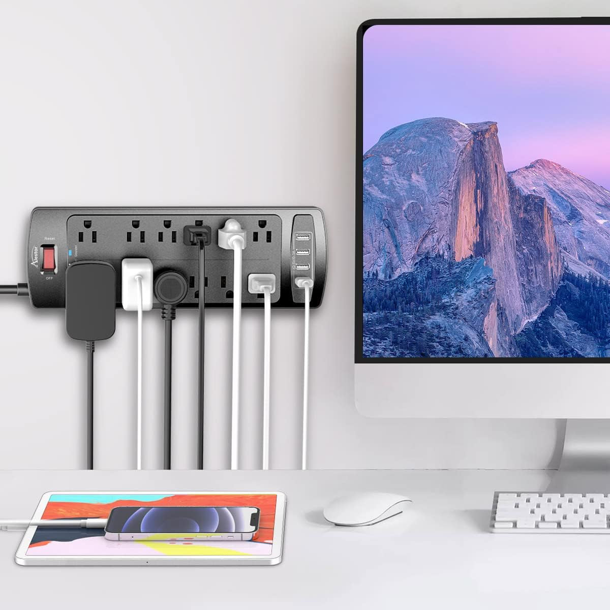 12-Outlet Surge Protector – 4 USB Ports, 6Ft