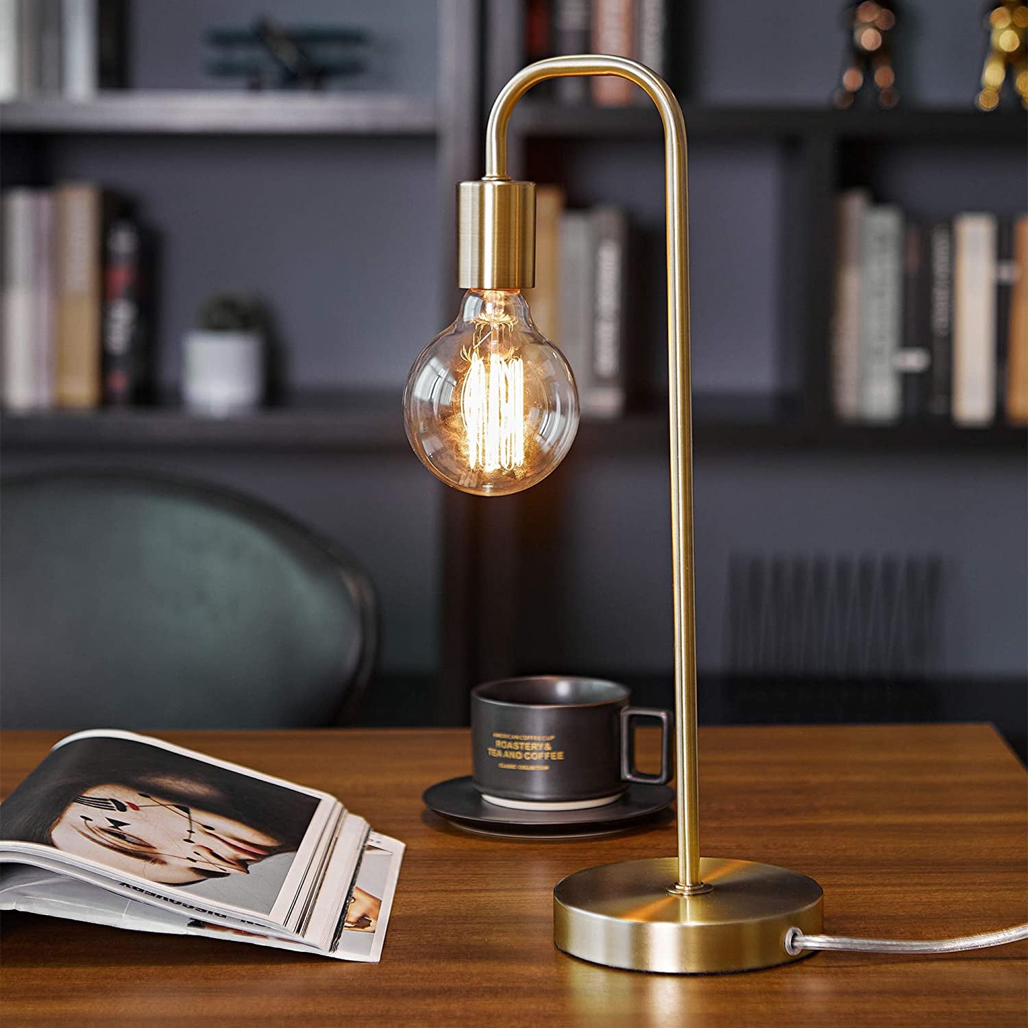 67433 Holden 18" Table Lamp, Matte Brass, Modern, Night Stand, Bedroom Décor, Living Room, Bedside Light
