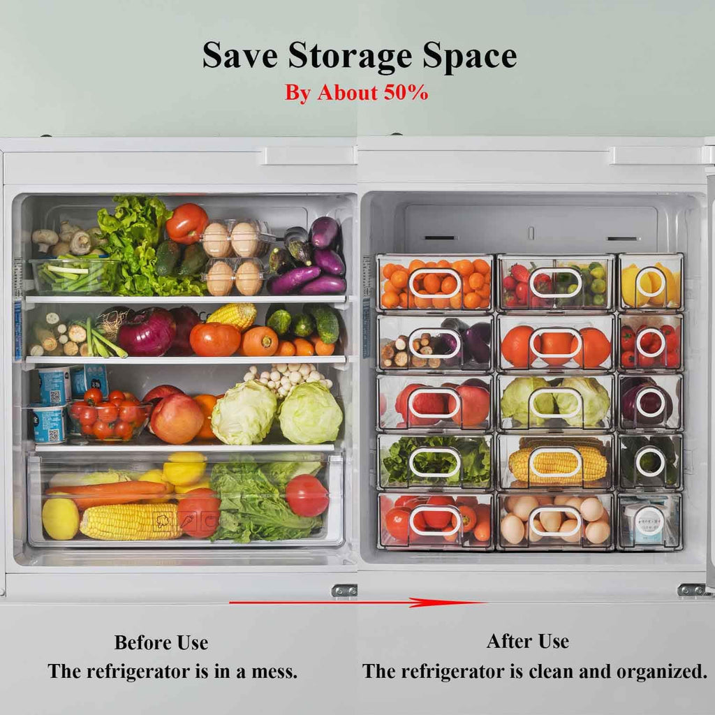 6-Piece Stackable Refrigerator Organizer Bins