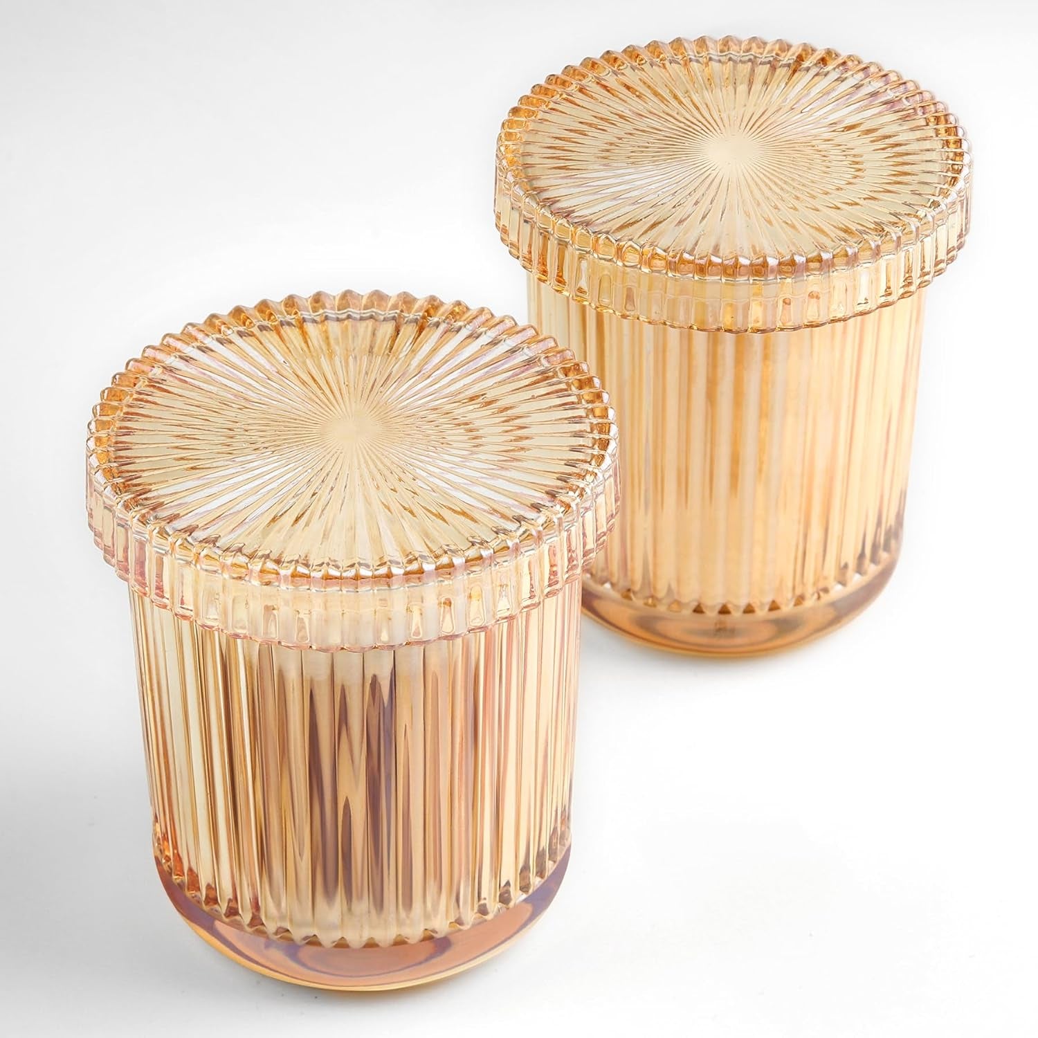 2-Pack Amber Glass Qtip Holders