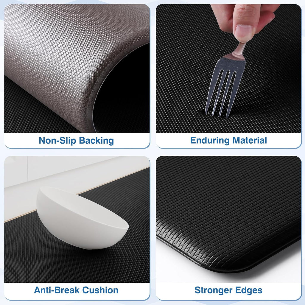 2-Piece Anti-Fatigue Kitchen Mat Set – Black