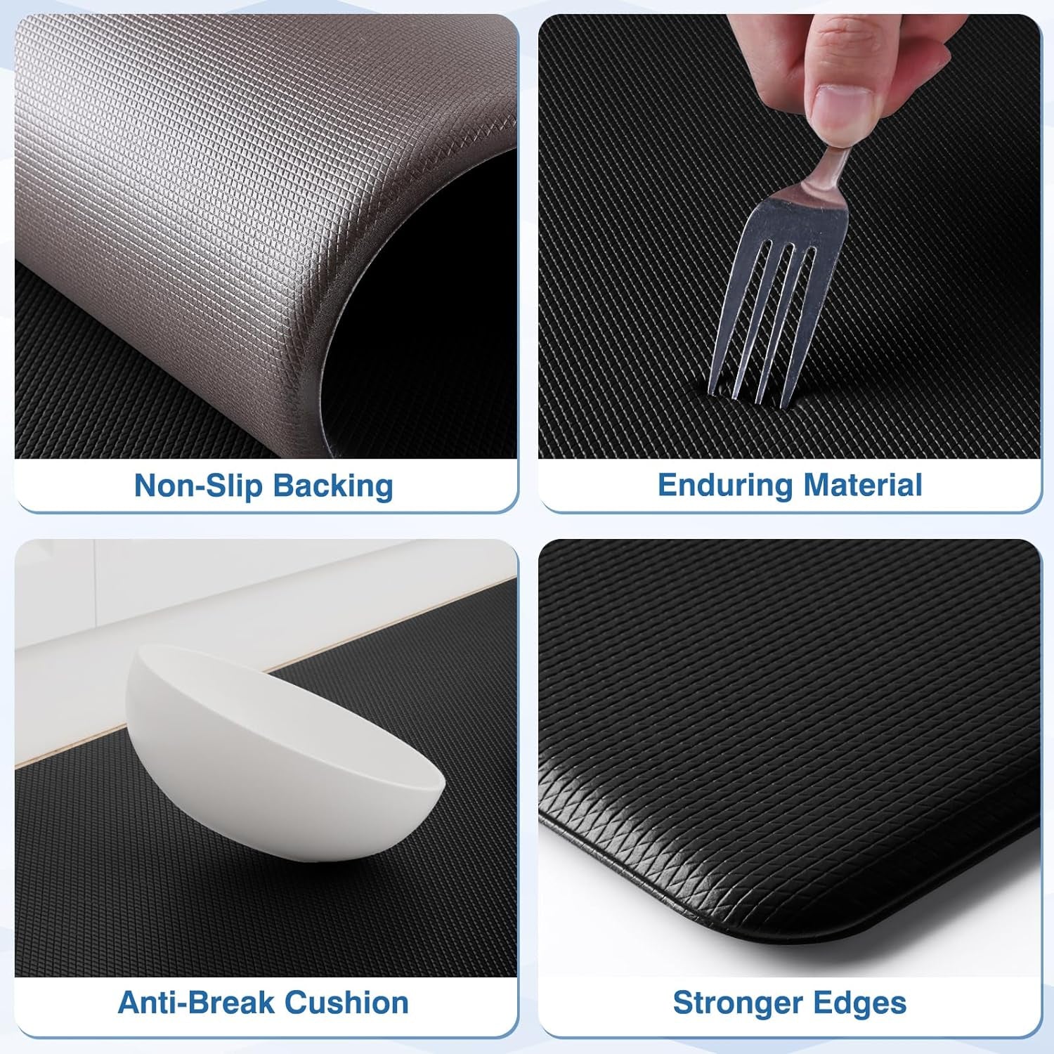 2-Piece Anti-Fatigue Kitchen Mat Set – Black