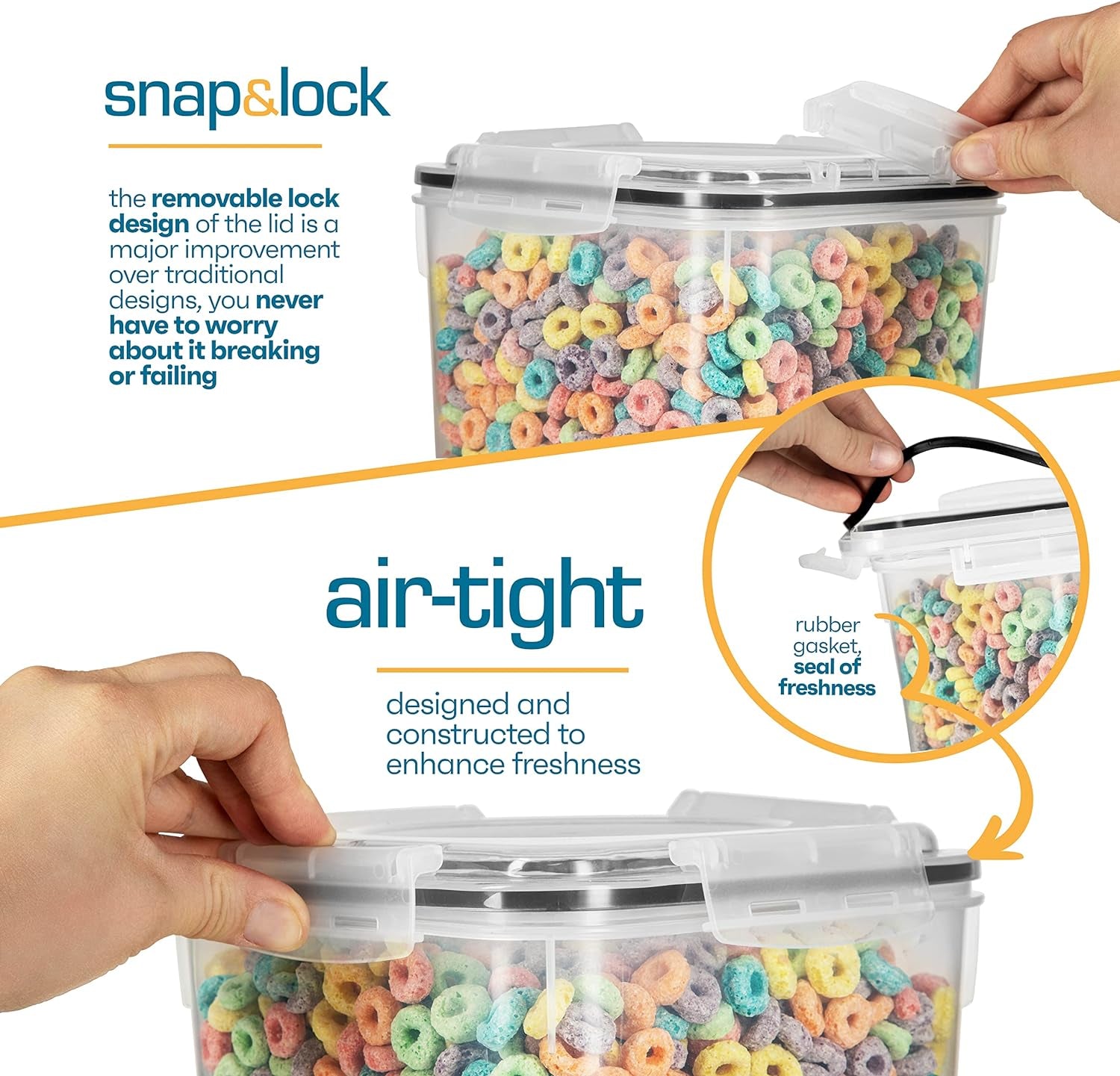 4-Pack 5.3L Airtight Food Storage Containers