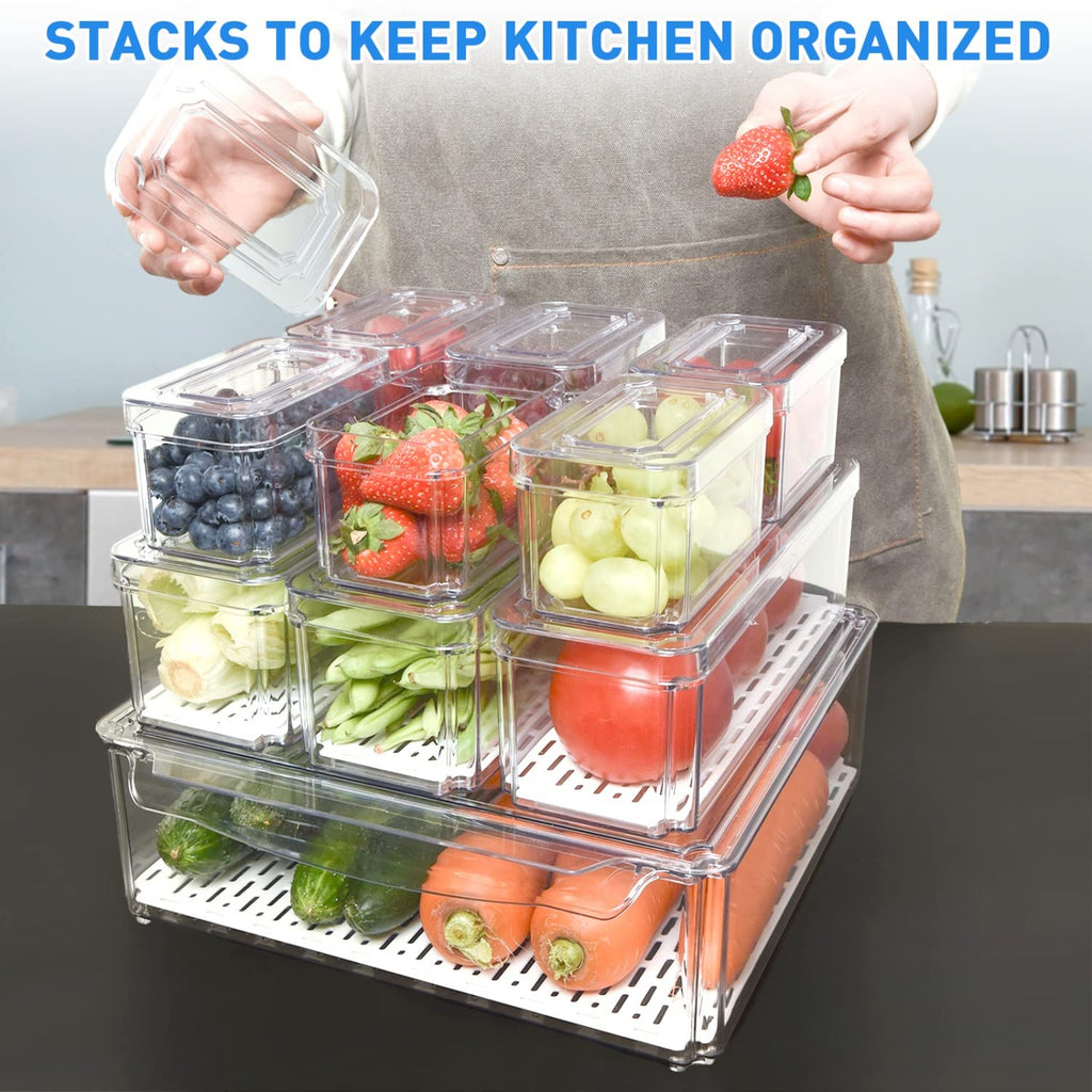 10-Pack Clear Fridge Organizer Bins – BPA-Free