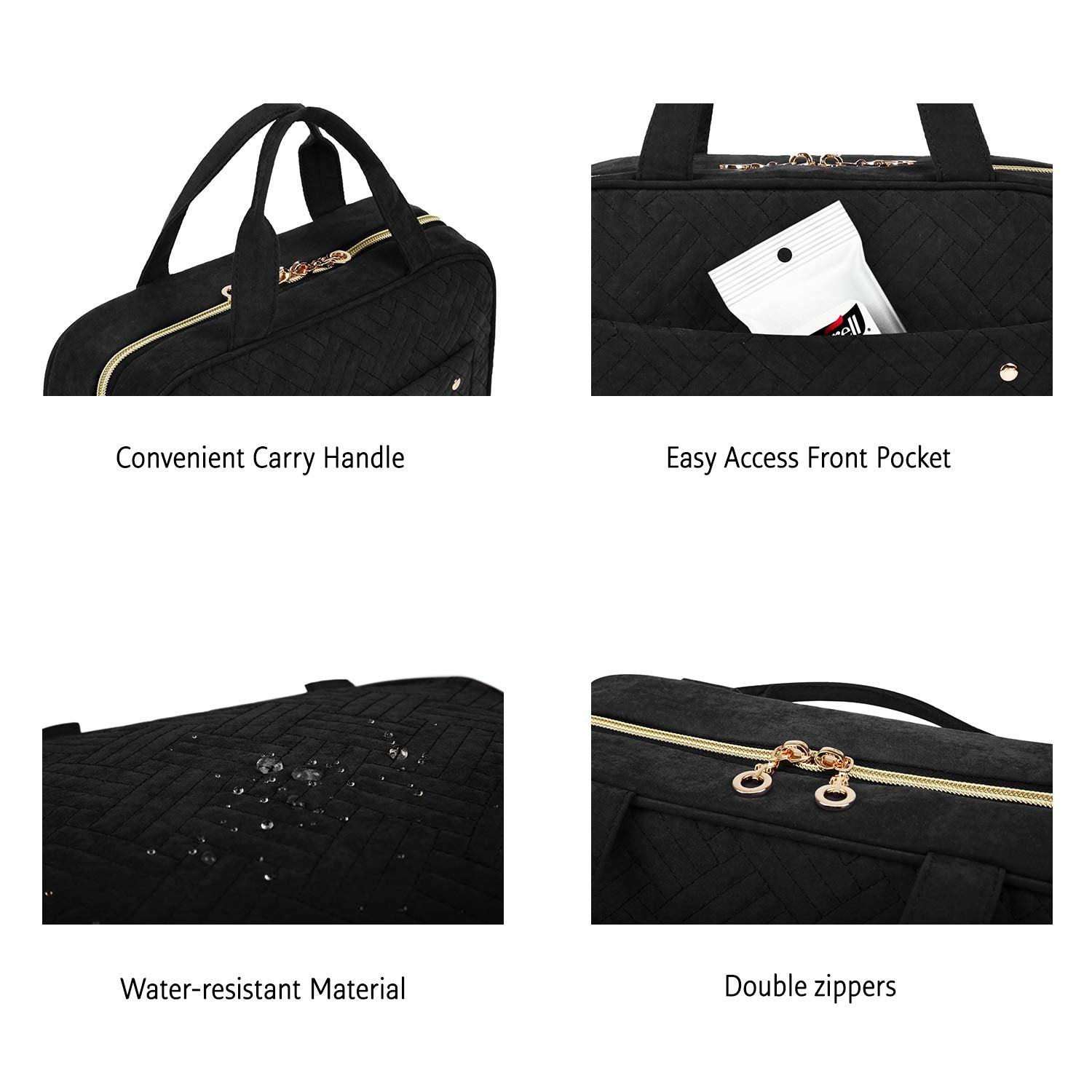 Travel Toiletry Bag with Hanging Hook – Black