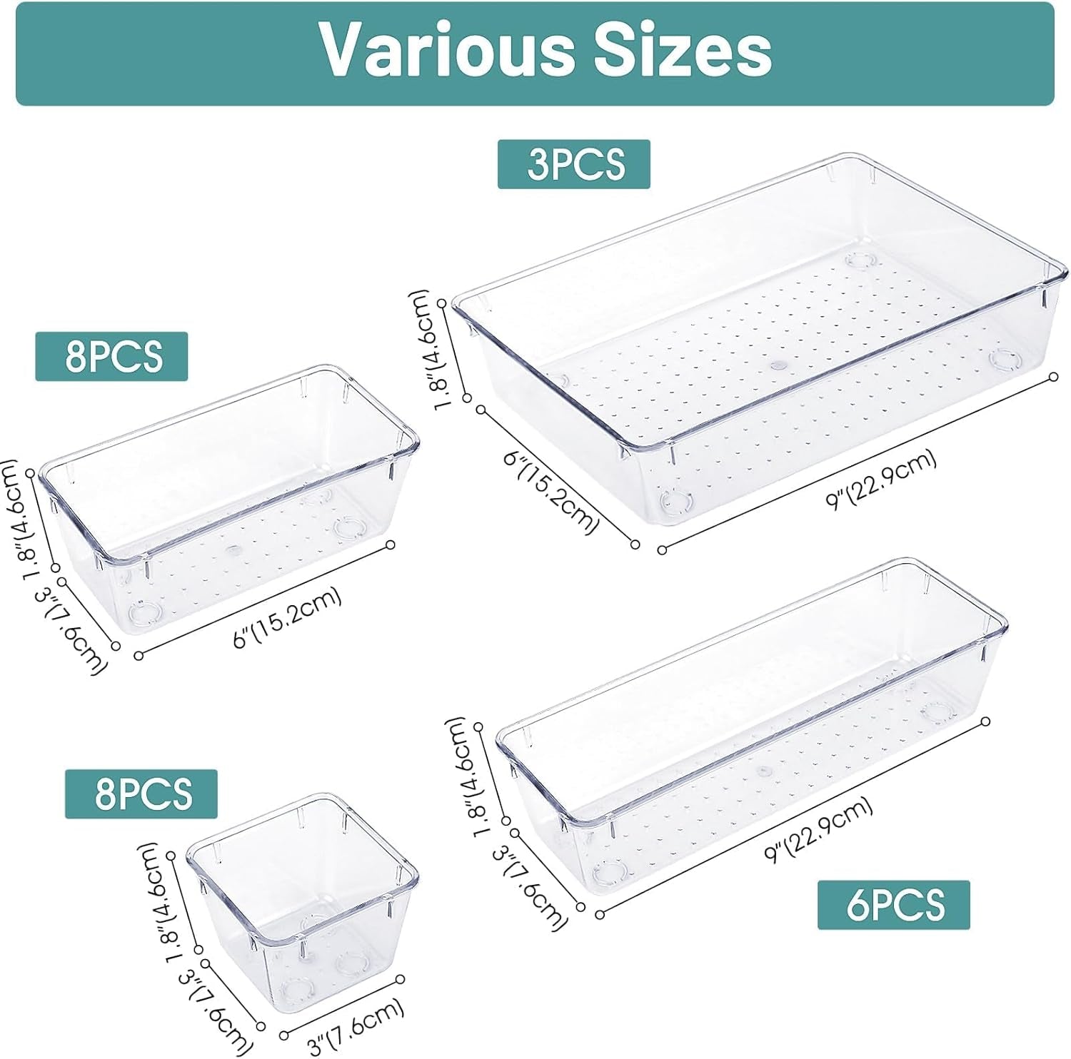 25-Piece Clear Drawer Organizer Set