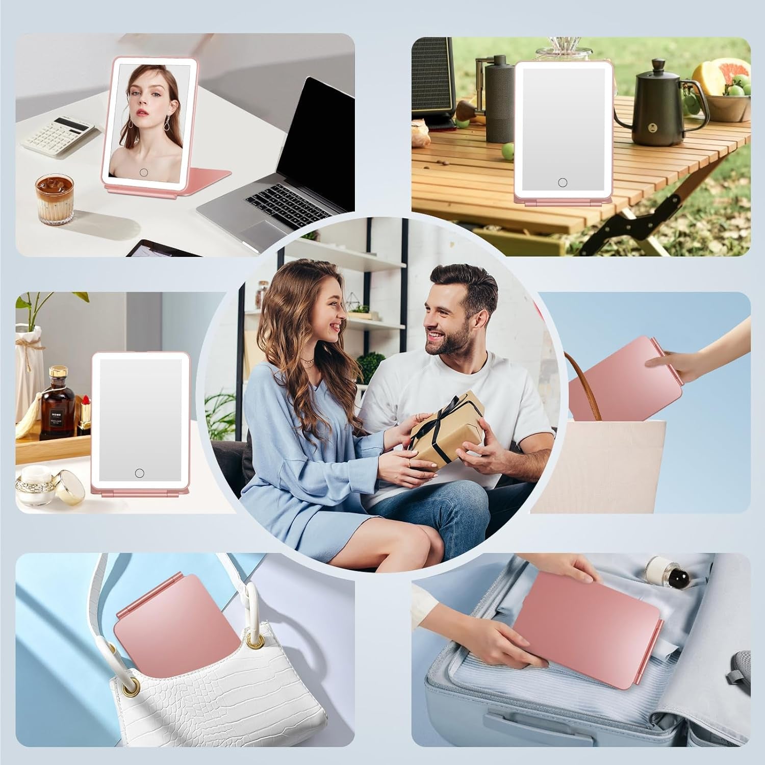 72-LED Rechargeable Travel Makeup Mirror