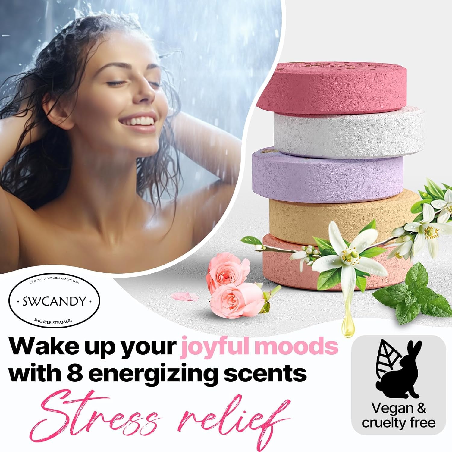 8-Pack Aromatherapy Shower Steamers for Relaxation