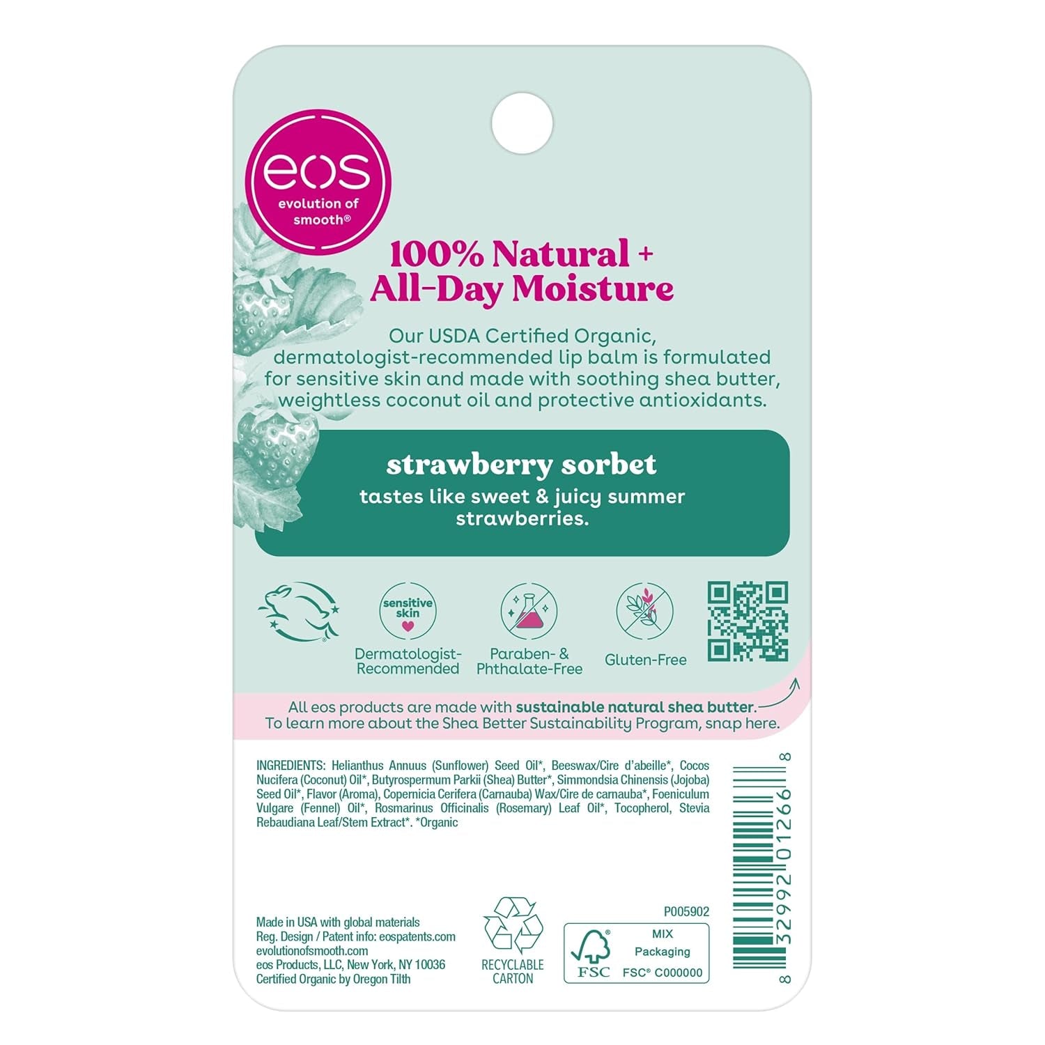 Natural Strawberry Lip Balm Sticks – 2 Pack