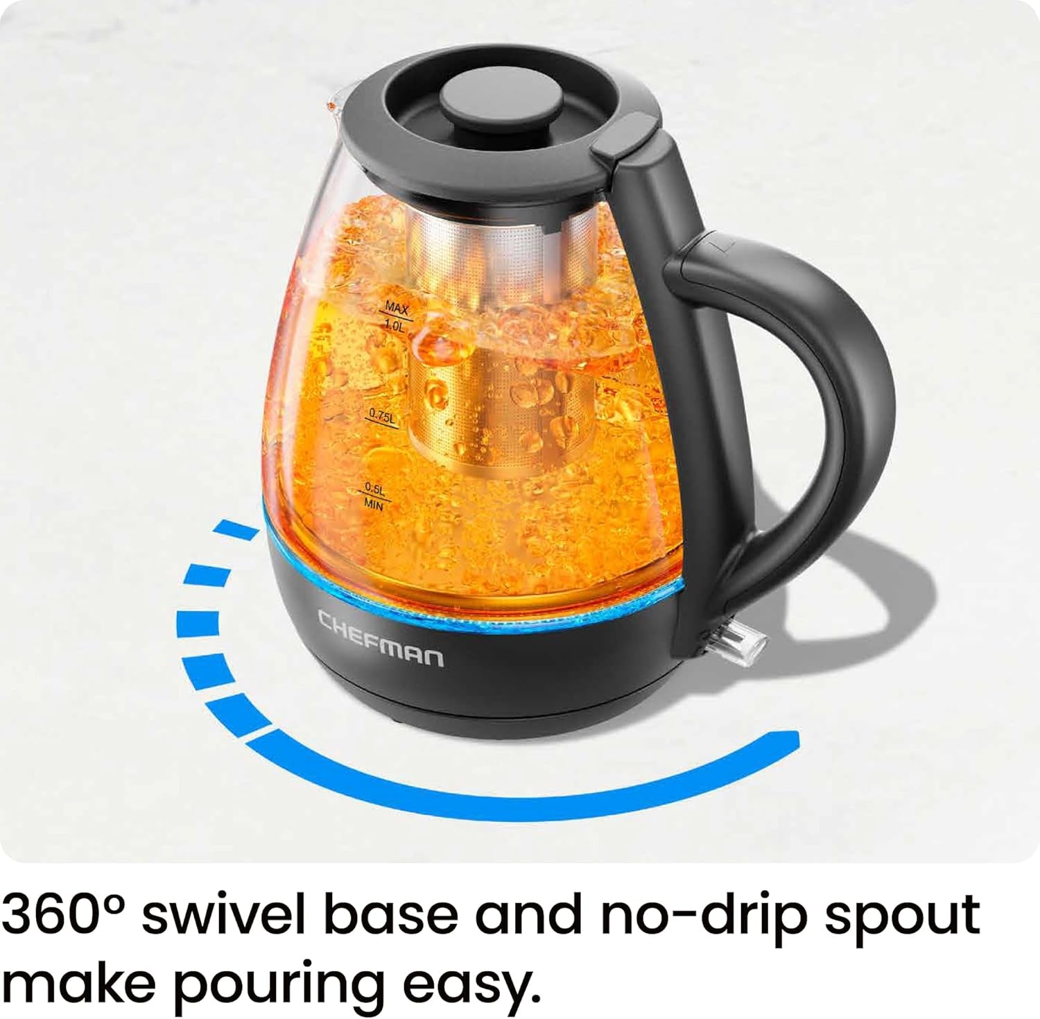 1L Electric Tea Kettle with Infuser – 1500W