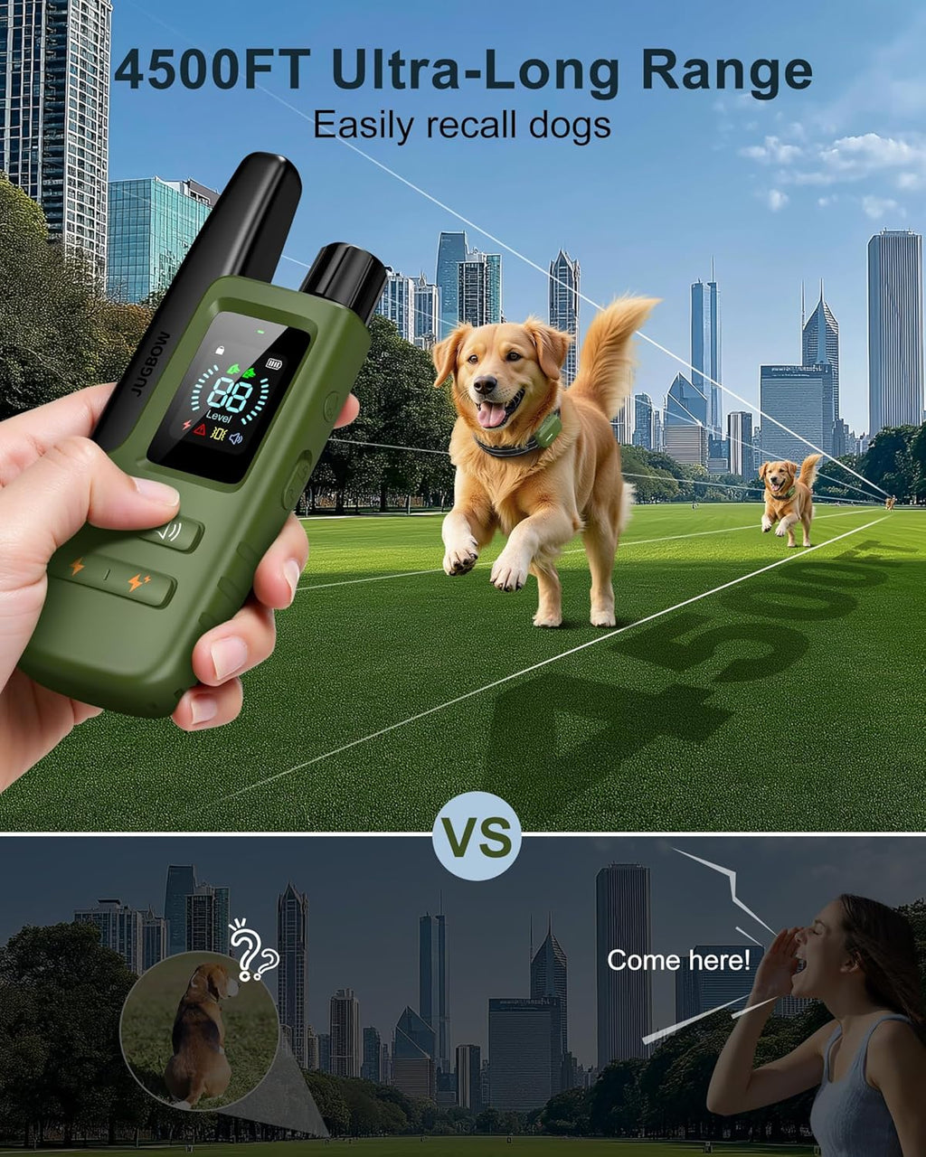 4500FT Dog Shock Collar – Waterproof & Rechargeable