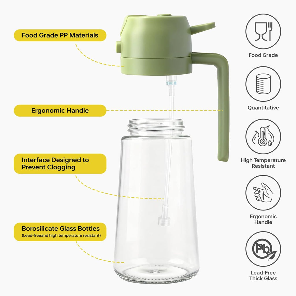 2-Pack Glass Oil Sprayer 16oz for Cooking