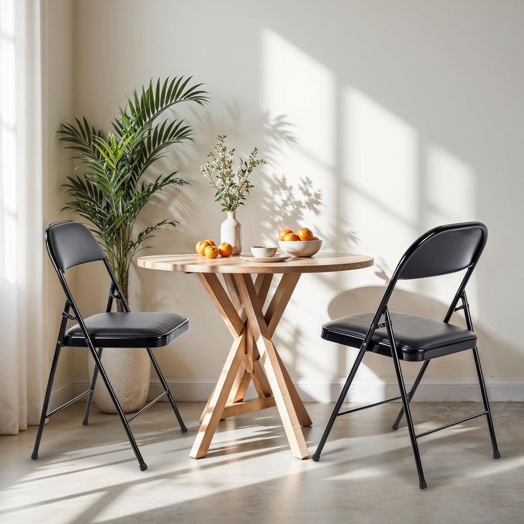 2-Pack Foldable Dining Chairs – Black