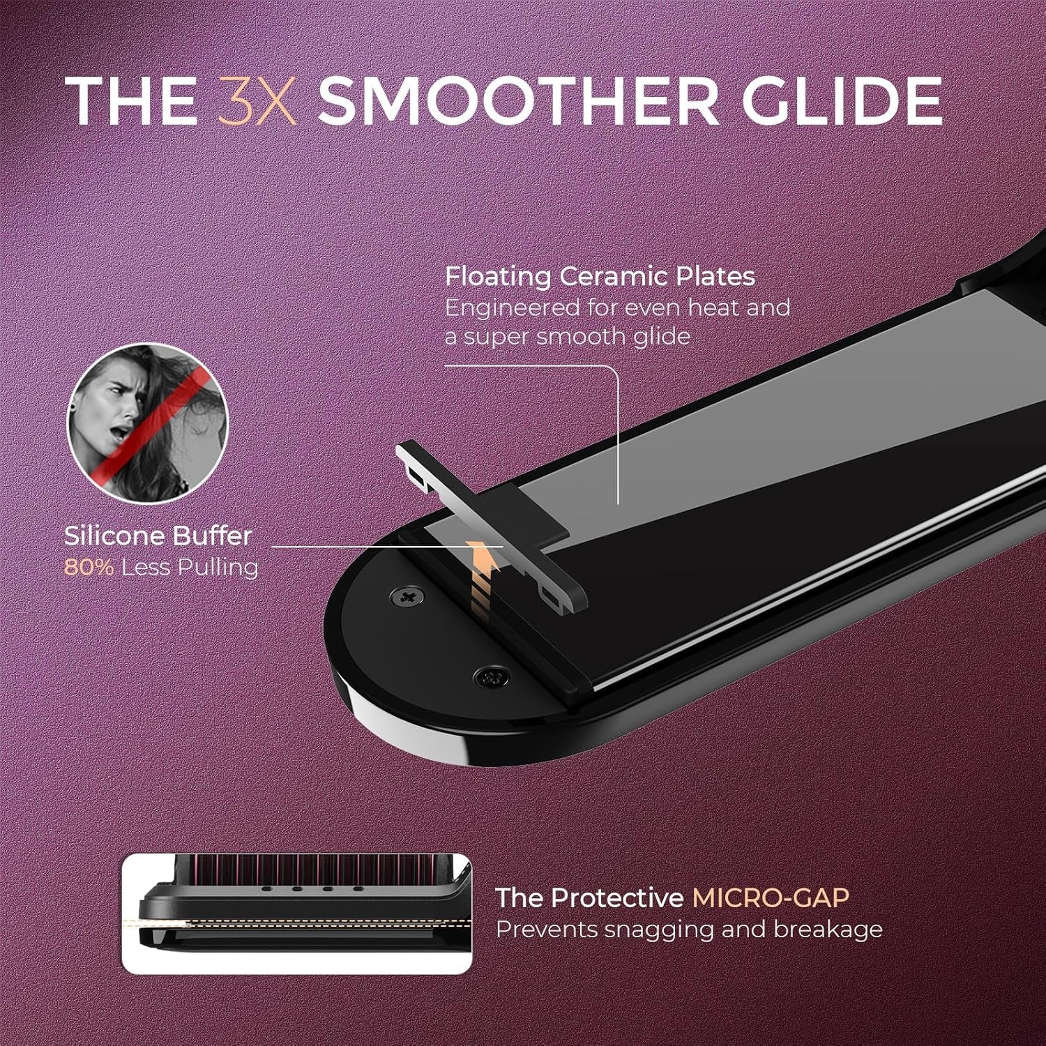 2-in-1 Ceramic Hair Straightener Brush – Black