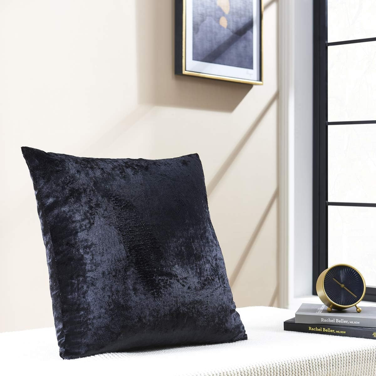 Decorative Throw Pillow Covers 16 X 16, Black Soft Pillow Covers Velvet,Set of 4 Decor Square Cushion Covers